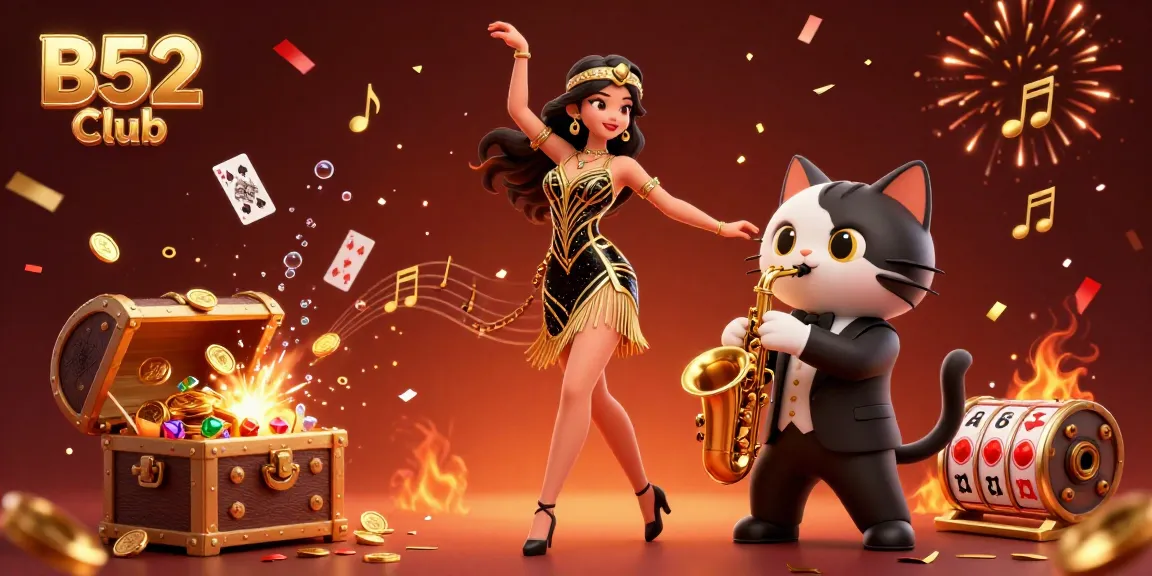 B52 Club invites players to win shining coins in a vibrant casino scene filled with fun and excitement.