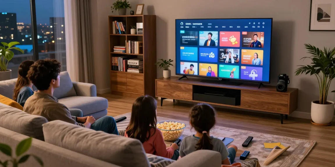 Família assistindo TV no conforto de casa com bestbraziliptv.