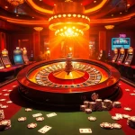 Apostador fazendo apostas em uma mesa de roleta de cassino luxuosa com a marca 69Y.