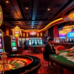 Players enjoying a thrilling game experience at 288T casino, showcasing vibrant slots and poker tables.