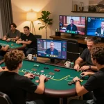 Players enjoying a live dealer blackjack game on 22ff platform, showcasing engaging online gambling experience.