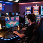 Engaging online gaming scene at 27G with sleek setup, showcasing various casino games.