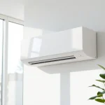 Install a mini split ac system elegantly mounted on a wall in a modern home.