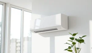 Install a mini split ac system elegantly mounted on a wall in a modern home.