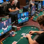 Players engaging in a thrilling poker game on 33nn's online platform, showcasing dynamic gameplay action.
