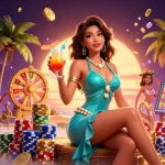 Experience the thrill of brasileiro slots with high RTP in a vibrant 3D casino setting.