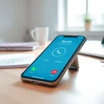 Capture call recording app in action on a smartphone surrounded by a professional setup.