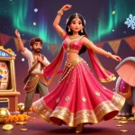 Engage in the 92 lottery with a vibrant scene of fortune, featuring sparkling casino symbols and festive elements.