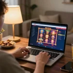Engaged player using FIVE88 online casino interface during an exciting gaming session.