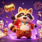 Engage in the excitement of net88 with a fun illustration of a tanuki and crane amidst lottery elements.