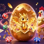 Engage with nbet com's lively gaming atmosphere featuring a golden baby dragon and dynamic lottery elements.