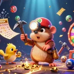 Engage with 456bd's vibrant casino scene featuring a treasure hunter mole amidst colorful lottery fun.