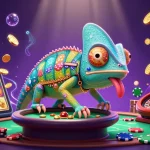 Experience nạp tiền fly88 with a colorful casino scene featuring a chameleon owner and dynamic game elements.
