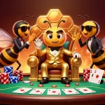 Experience fabet's thrilling poker scene with a bumblebee mob boss strategizing around chips and cards.