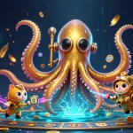 Engage in thrilling gameplay with bdjl’s colossal kraken and vintage diving cat illustration
