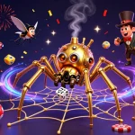 C168 engages players with exciting lottery balls and a whimsical golden spider illustration.