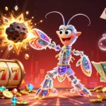 Engage with fabet's thrilling slot experience, featuring a galactic mantis shrimp amid exploding gems and coins!