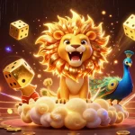 Experience thrilling gameplay with Fabet's vibrant 3D casino scene featuring a roaring lion and golden dice.