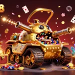 Engage in thrilling gaming adventures with Lucky88's captivating casino scene featuring a golden tank and dynamic elements.