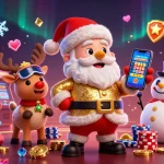 Play exciting jackpot slots at f 168 with Santa, reindeer, and a poker chip snowman.