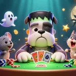 Check out this vibrant ginaste casino scene featuring a Frankenstein bulldog and a ghost mouse.